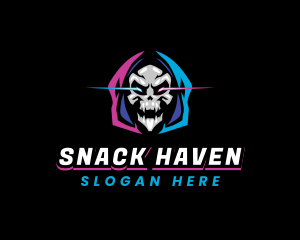 Skull Gaming Neon logo design