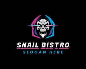 Skull Gaming Neon logo design