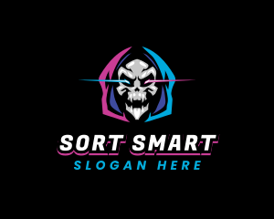 Skull Gaming Neon logo design