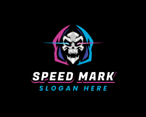 Skull Gaming Neon logo design