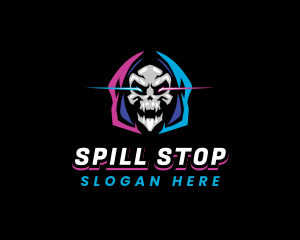 Skull Gaming Neon logo design