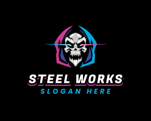 Skull Gaming Neon logo design