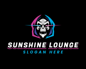 Skull Gaming Neon logo design