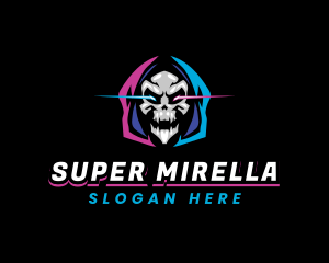 Skull Gaming Neon logo design