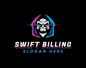 Skull Gaming Neon logo design