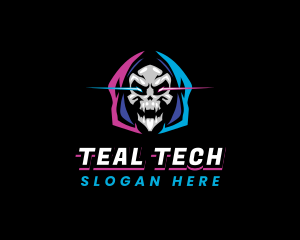 Skull Gaming Neon logo design