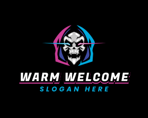 Skull Gaming Neon logo design