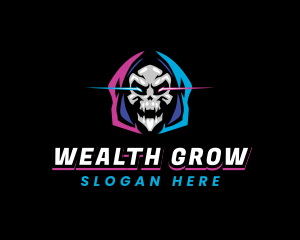 Skull Gaming Neon logo design