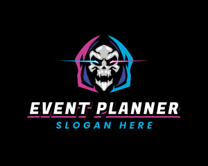 Gamer - Skull Gaming Neon logo design