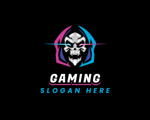 Skull Gaming Neon logo design