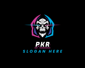 Skull Gaming Neon logo design