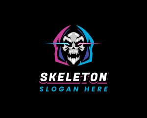 Skull Gaming Neon logo design