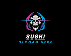 Skull Gaming Neon logo design