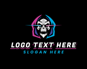 Bone - Skull Gaming Neon logo design