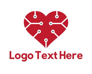 Wearable - Technology Circuit Heart Love logo design