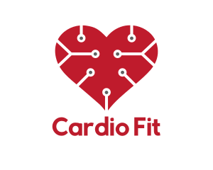 Cardio - Technology Circuit Heart Love logo design
