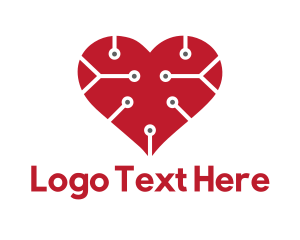 Wireframe - Technology Circuit Heart Love logo design