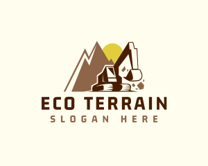 Excavator Mountain Demolition logo design