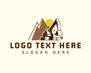 Digging - Excavator Mountain Demolition logo design