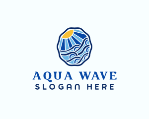 Sun Ocean Wave logo design