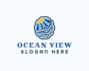 Sun Ocean Wave logo design