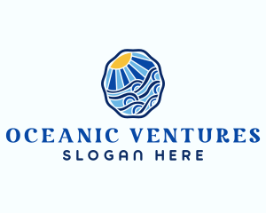 Sun Ocean Wave logo design