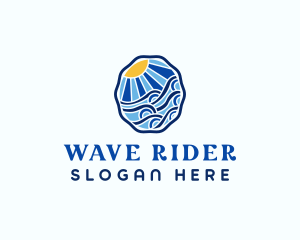 Sun Ocean Wave logo design