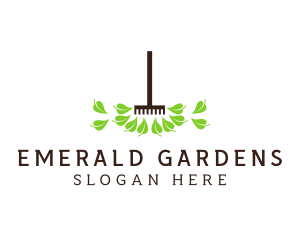 Leaf Gardening Rake logo design