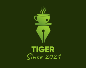 Gourmet Tea - Green Tea Writing Pen logo design