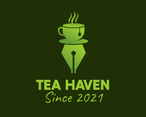 Herbal Tea - Green Tea Writing Pen logo design