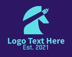 Writer - Blue Pencil Horse logo design