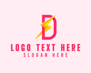 Lightning Bolt - Electric Lightning Letter D logo design