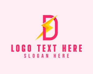 Energy Drink - Electric Lightning Letter D logo design