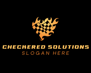 Checkered - Fire Race Flag logo design