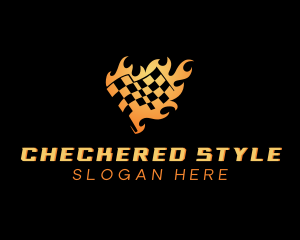 Checkered - Fire Race Flag logo design