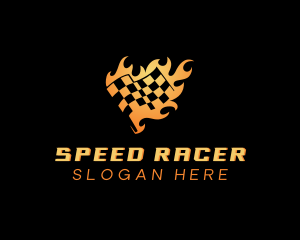 Race - Fire Race Flag logo design