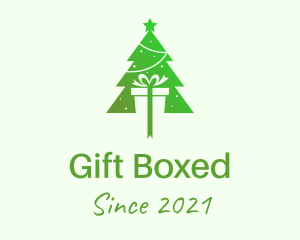 Christmas Tree Present Gift logo design