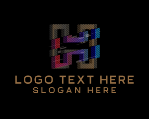 Digital Tech - Gradient Glitch Letter H logo design