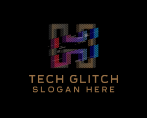 Malfunction - Gradient Glitch Letter H logo design