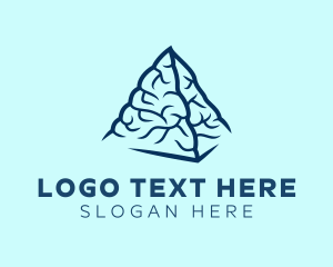 Thinking - Blue Pyramid Brain logo design