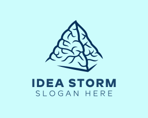 Blue Pyramid Brain logo design