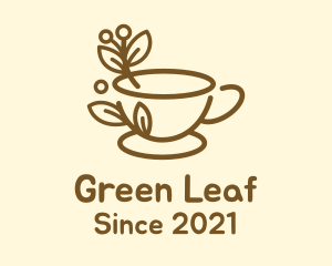 Branch Leaf Coffee Cup logo design