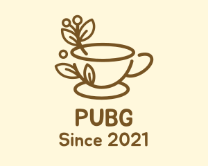 Hot Coffee - Branch Leaf Coffee Cup logo design