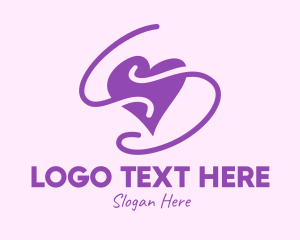 Dating Site - Purple Heart Squiggle logo design