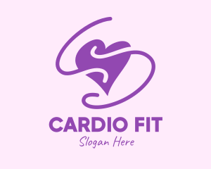 Cardio - Purple Heart Squiggle logo design