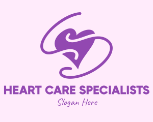 Cardiologist - Purple Heart Squiggle logo design