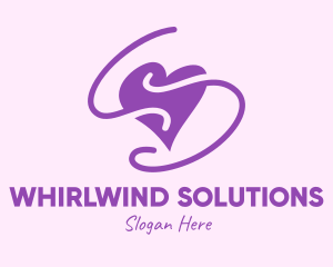 Tornado - Purple Heart Squiggle logo design