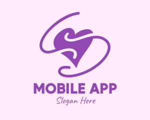 Wedding - Purple Heart Squiggle logo design