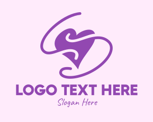 Wedding - Purple Heart Squiggle logo design