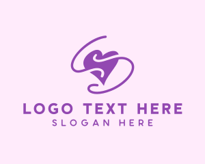 Matrimony - Purple Heart Squiggle logo design